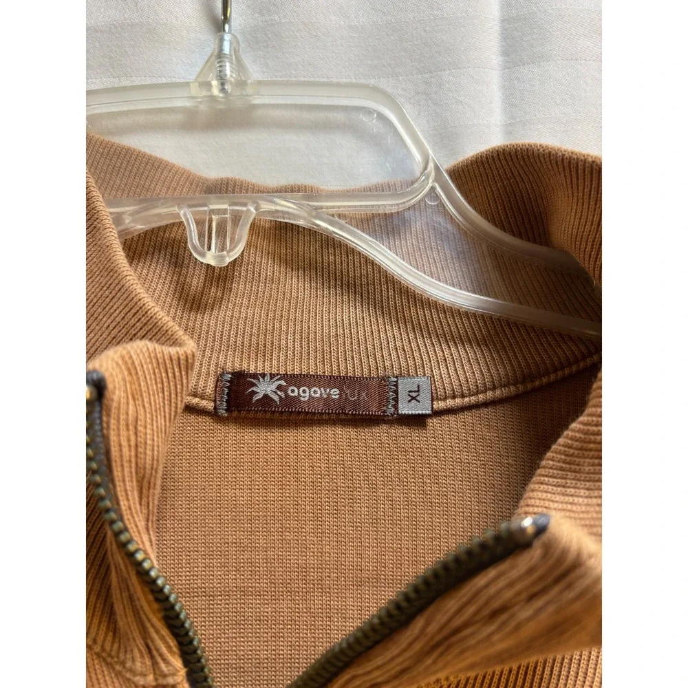 Agave Lux Jackson Hole Quarter Zip Pullover Sweater Tan Mens XL K-1097 Full Cut‎